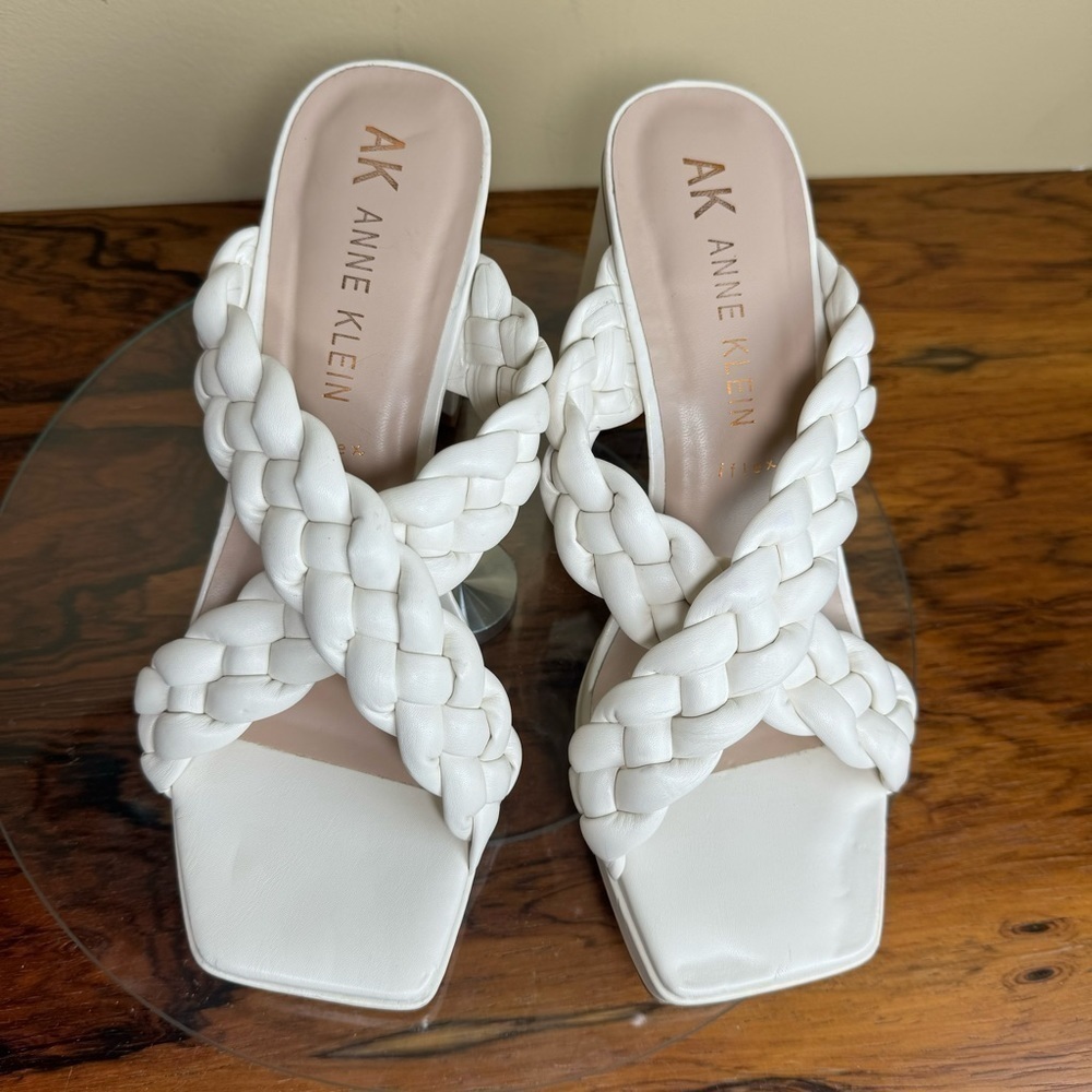 Anne Klein Aiden Bubble Braid Heel In Bone Size 9.5